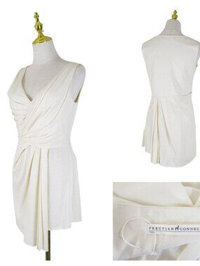 Peruvian Connection Cream Ivory Sleeveless V-neck Pima Cotton Tank Top Blouse S